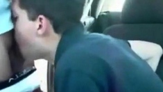 Sucking a cock seated in his car