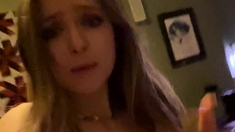 Small titted blond stunner Sarah Peachez masturbating
