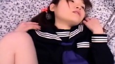 Beautiful Japanese teen with pigtails gets schooled in hardcore sex