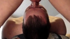 Throat fucking a daddy then shooting cum in his mouth